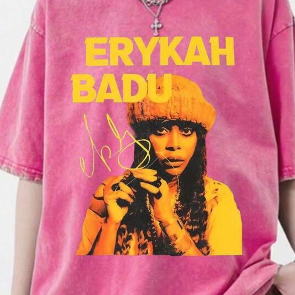 •Neo Soul Energy• Pink Washed Erykah Badu Unisex Tee - Picture 4 of 4